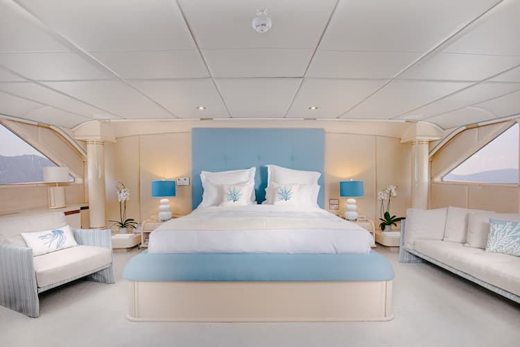 mega yacht accommodation, master cabin, luxury accommodation