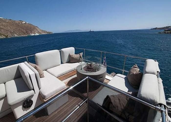 yacht sundeck, charter yacht Cyclades, cruise Cyclades Islands